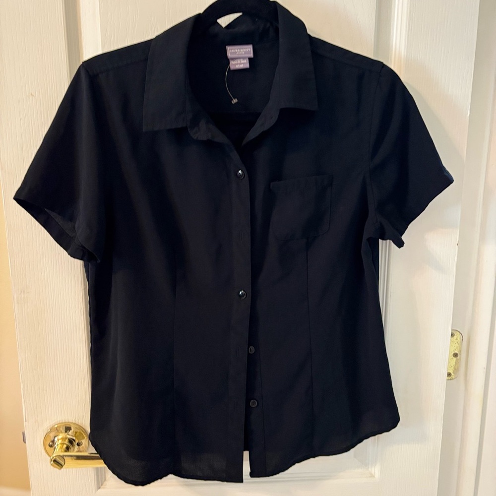 Laura Scott Black Casual Button Down Shirt